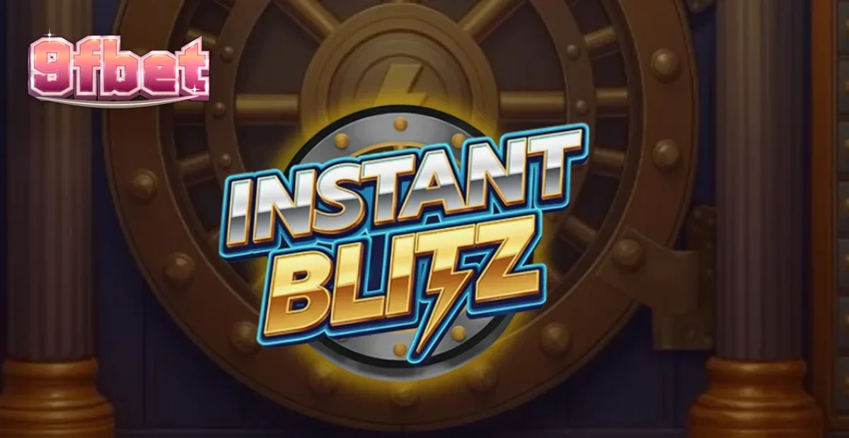 Interface de jogo do slot Instant Blitz com tema de cofre de banco e luzes neon